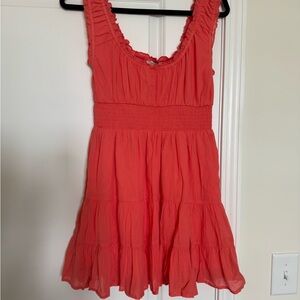 American Eagle Coral Ruffle Dress
